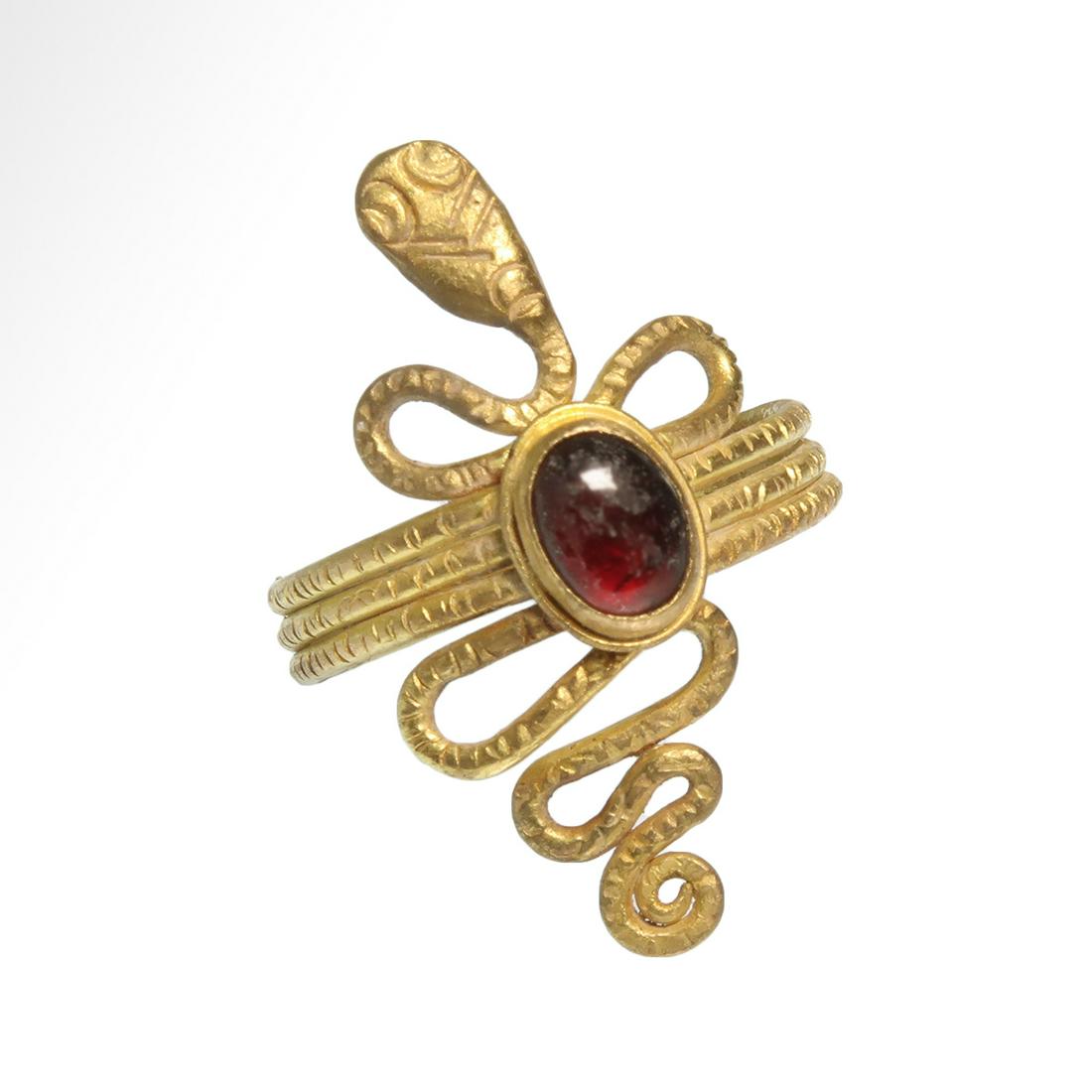 Roman Gold and Garnet Snake Finger Ring, c. 1st-2nd (1 of 6)