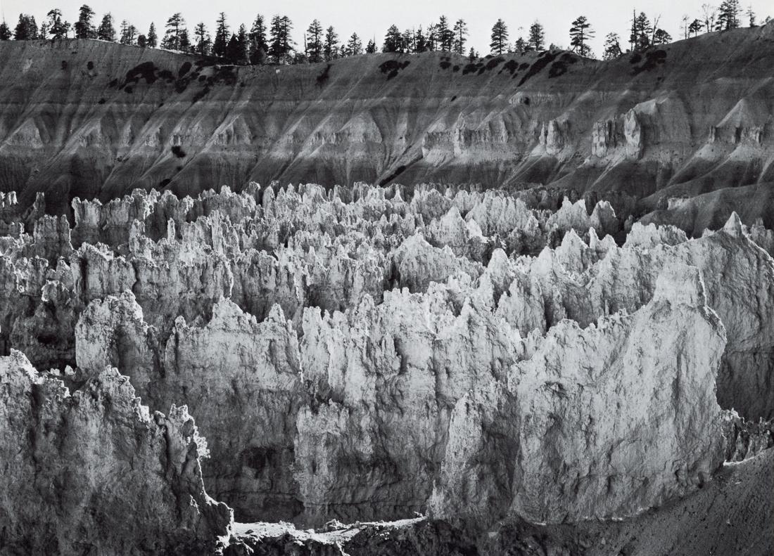 ANSEL ADAMS - Formations, Bryce Canyon, Utah, 1947: Artist: Ansel Adams Title: Formations, Bryce Canyon National Park, Utah, 1947 Medium: Photo Litho, 1984, USA Dimensions: 10.35x7.45" Description: Heat Wax Mounted on 11x14" Conservation Board Artist B