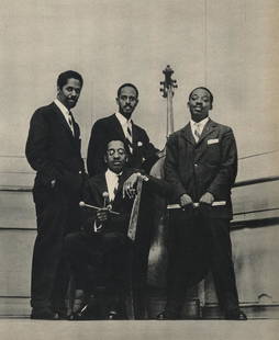 WILLIAM CLAXTON - Modern Jazz Quartet: Artist: William Claxton Title: Modern Jazz Quartet Medium: Photogravure, 1961, Germany (THE JAZZ LIFE) Dimensions: 8.2x10" Description: Heat Wax Mounted on 11x14" Conservation Board Artist Bio: Willia