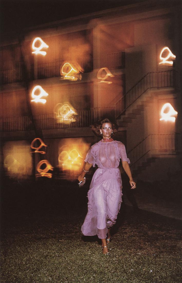 HELMUT NEWTON - Lisa Fleeing, Florida, 1974: Artist: Helmut Newton Title: Lisa Fleeing, Key Biscayne, Florida, 1974 Medium: Photo Litho, 1996, Italy Dimensions: 5.95x9.2" Description: Heat Wax Mounted on 8.5x11" Conservation Board Artist Bio: He