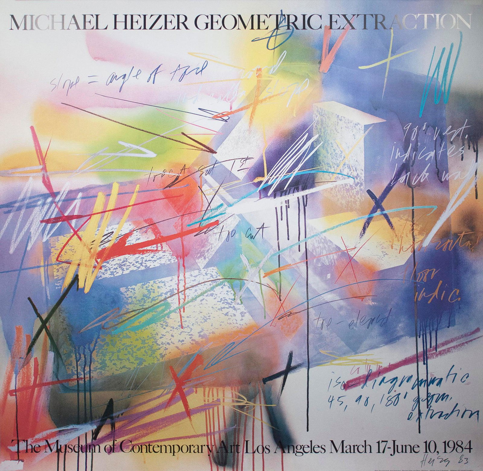 Michael Heizer - Geometric Extraction - 1984 Offset: Geometric Extraction by Michael Heizer, 1984 Unsigned Offset Lithograph. Paper size is 46 x 46 inches, with an image size of 46 x 46 inches. The Offset Lithograph is from an unknown edition size. and