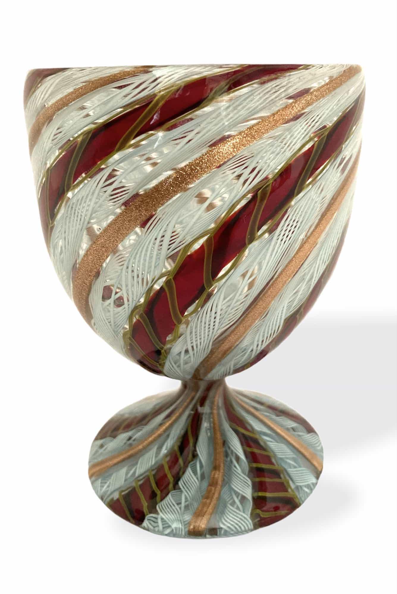 Marino Santi - Murano glass Goblet with fine Reticello (1 of 6)