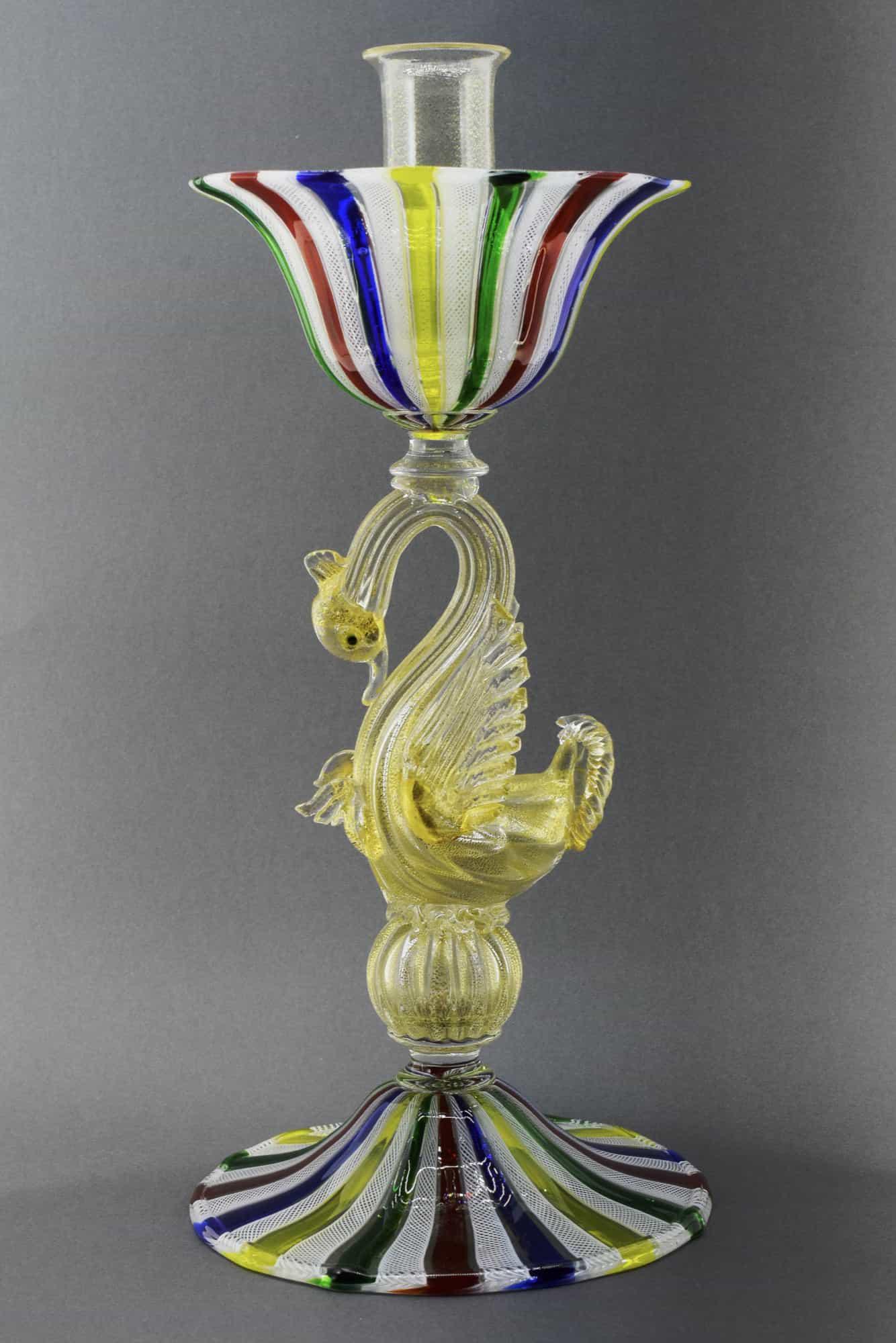 Marino Santi - Murano glass Candle holder with fine (1 of 8)