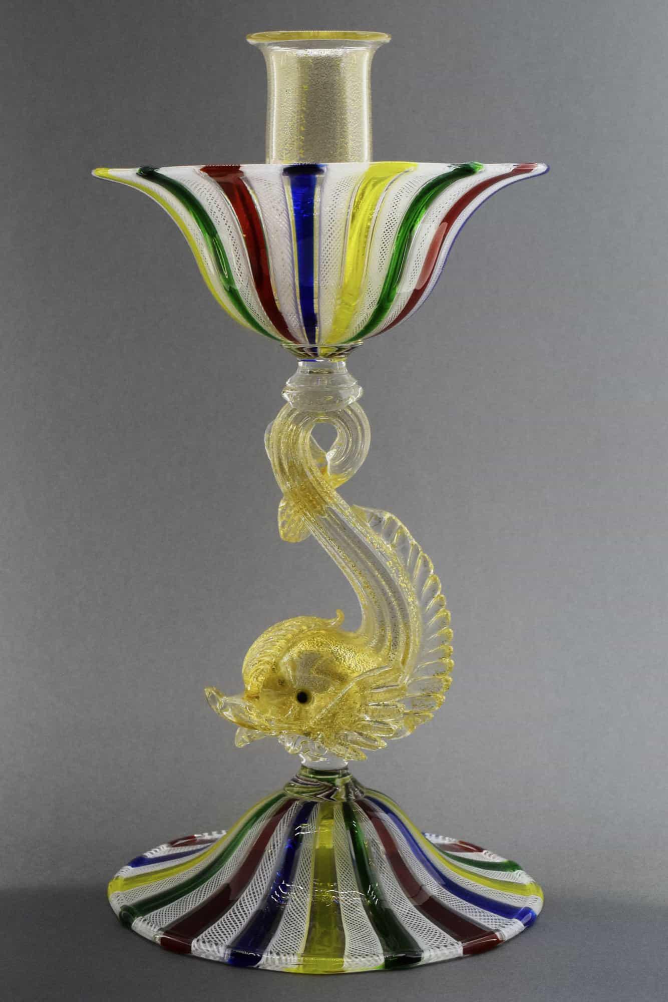 Marino Santi - Murano glass Candle holder with fine (1 of 7)