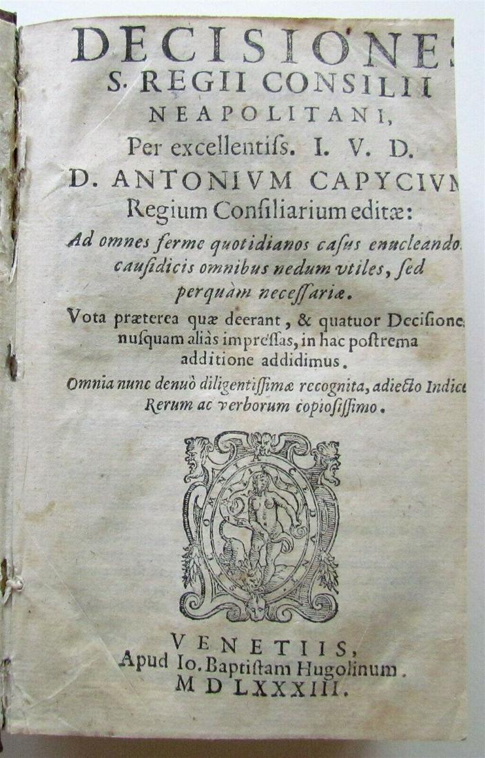 1583 LAW BOOK antique DISCUSSION of LAW CASES in NAPLES (1 of 12)
