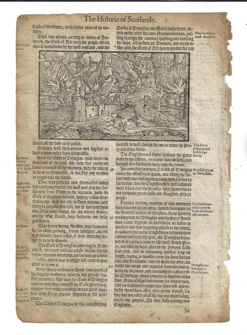 1577 Leaf Holinshed Scotland Burning of City (1 of 2)