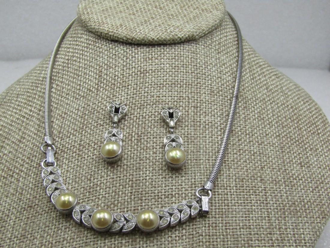 Vintage Sterling & 10kt Pearl & Rhinestone Art Deco (1 of 10)