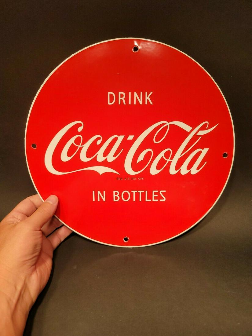 Enamelware Cast Iron Round Red "Coca Cola" Sign (1 of 12)