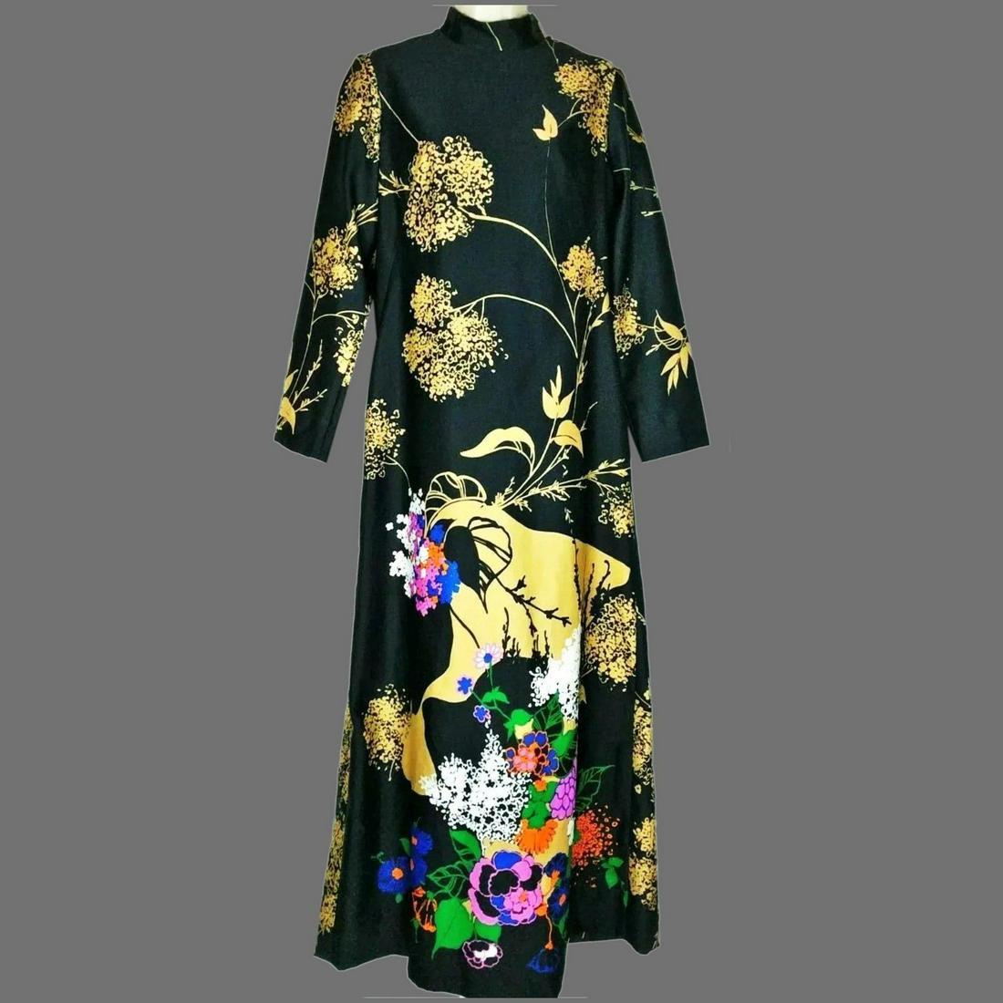 Vtg Cheongsam Tori Richard Honolulu Hawaii 1960's maxi (1 of 9)