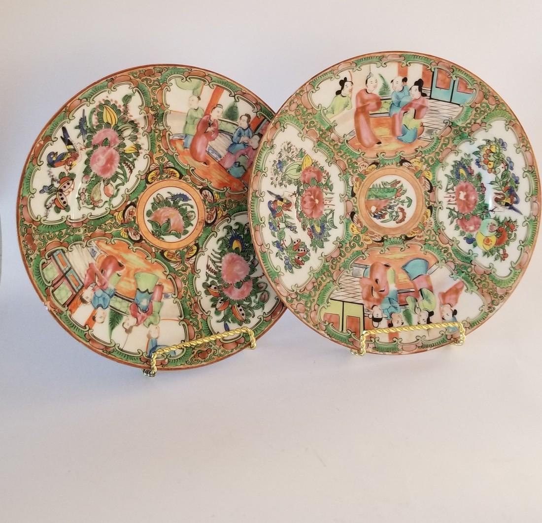 Antique Chinese Rose Medallion Pair Plate Display (1 of 13)