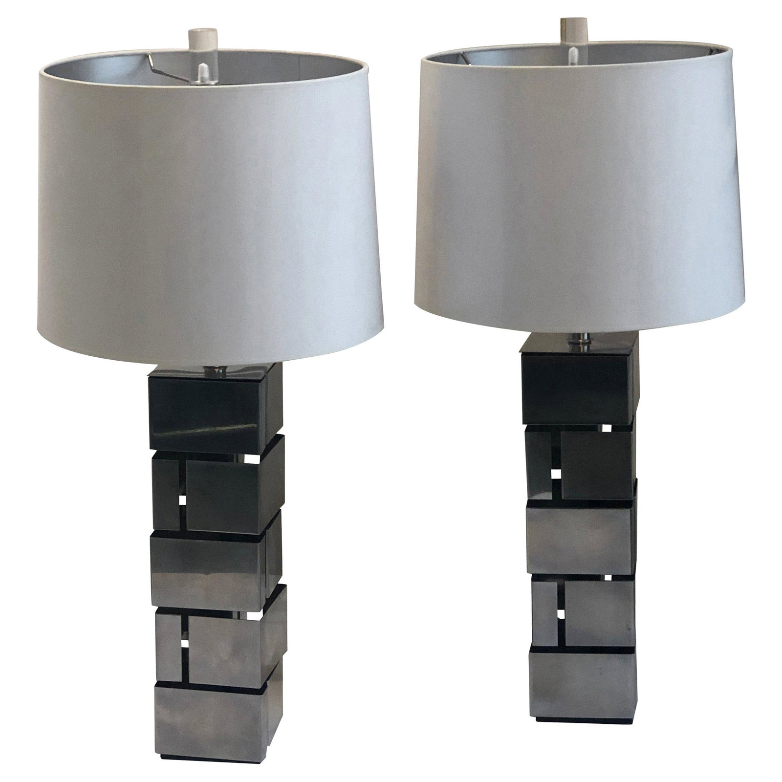 Pair of Laurel "Brutalist" Style Stainless Steel Table (1 of 20)