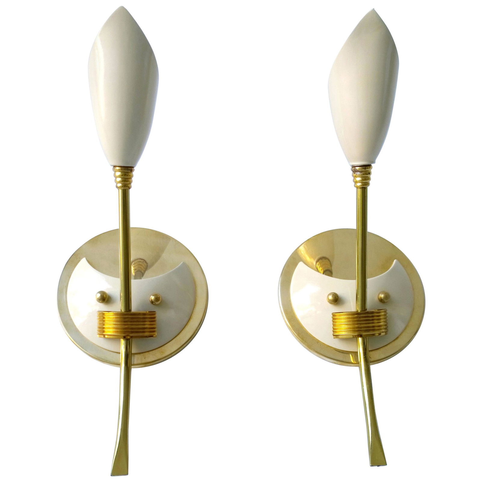 Pr "Lily" Themed White Enameled Brass Sconces with (1 of 20)