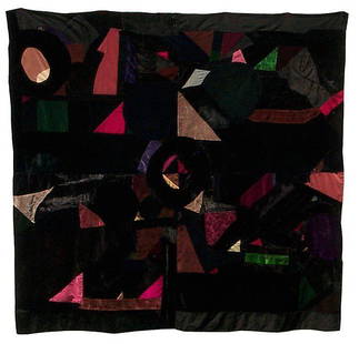 Outstanding African-American Quilt from Savannah, GA: Title: Outstanding African-American Quilt from Savannah, GAProvenance/Additional Info: This is an African-American quilt with great graphics. It is made from plain and patterned velvets and fake fur,