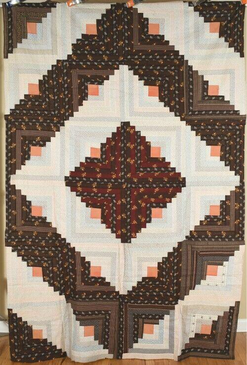 1870's Barn Raising Log Cabin Quilt Top (1 of 12)