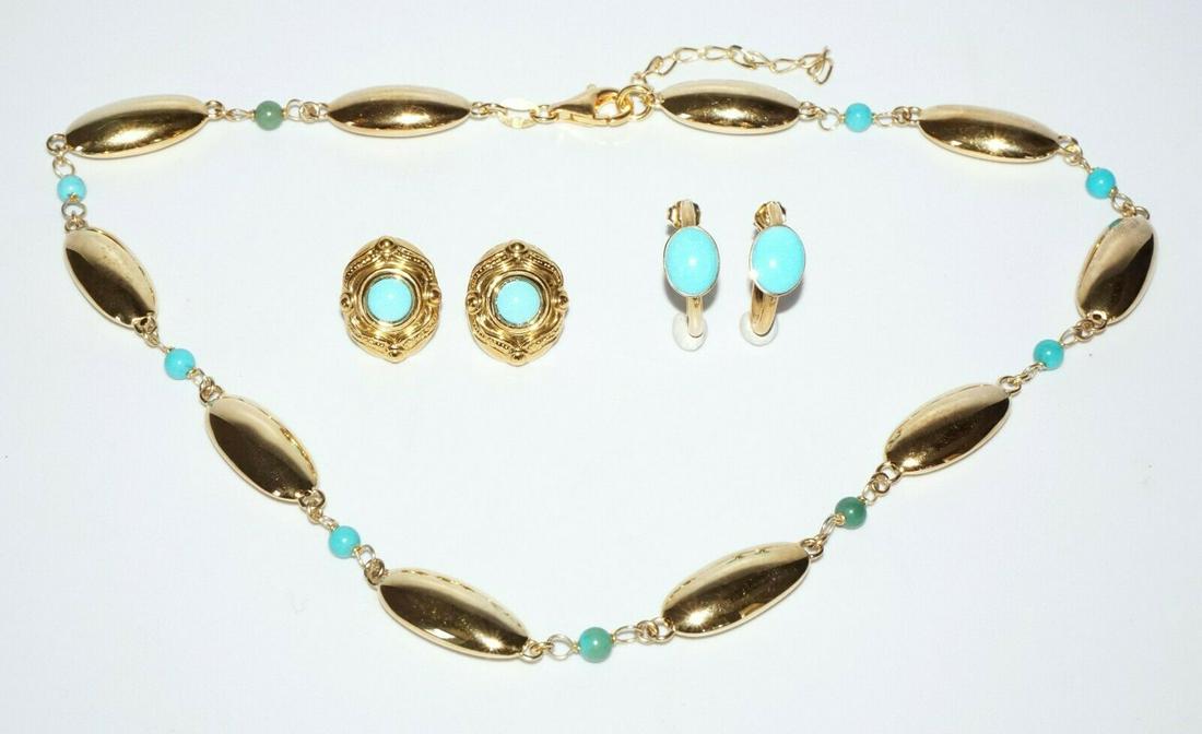 5Pc G.P. Silver & Turquoise Necklace Earrings (SaR)#247 (1 of 12)