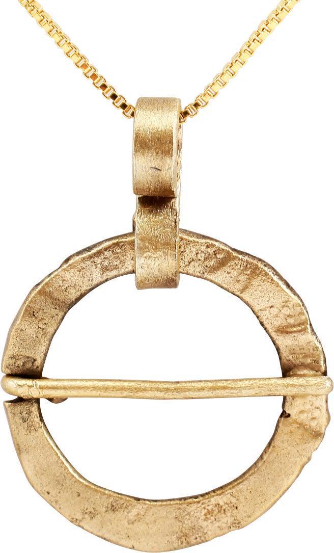 ANCIENT VIKING PROTECTIVE BROOCH NECKLACE: Worn in numbers on the surface of the jerkin, these small metal brooches provided a measure of protection against sword cuts and, in fact, were a form of armor. See current Public Television programmi
