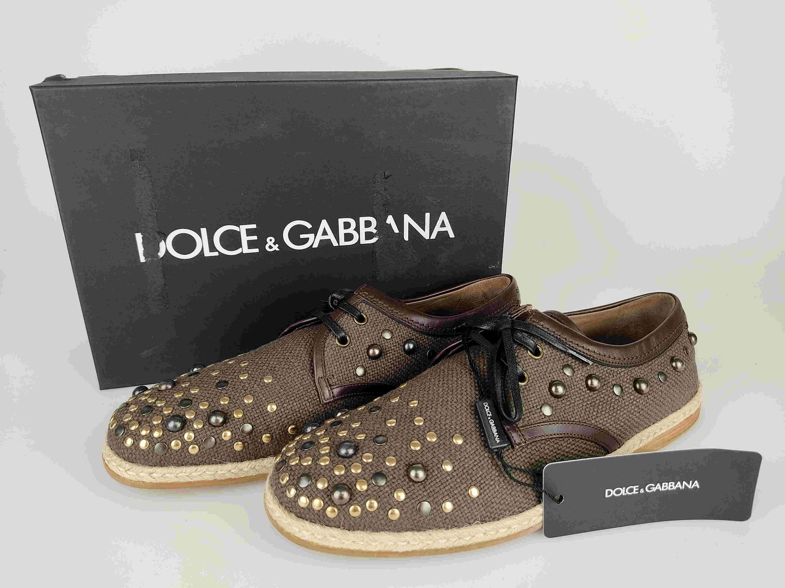 DOLCE & GABBANA Lace-up shoes in linen and leather (1 of 5)