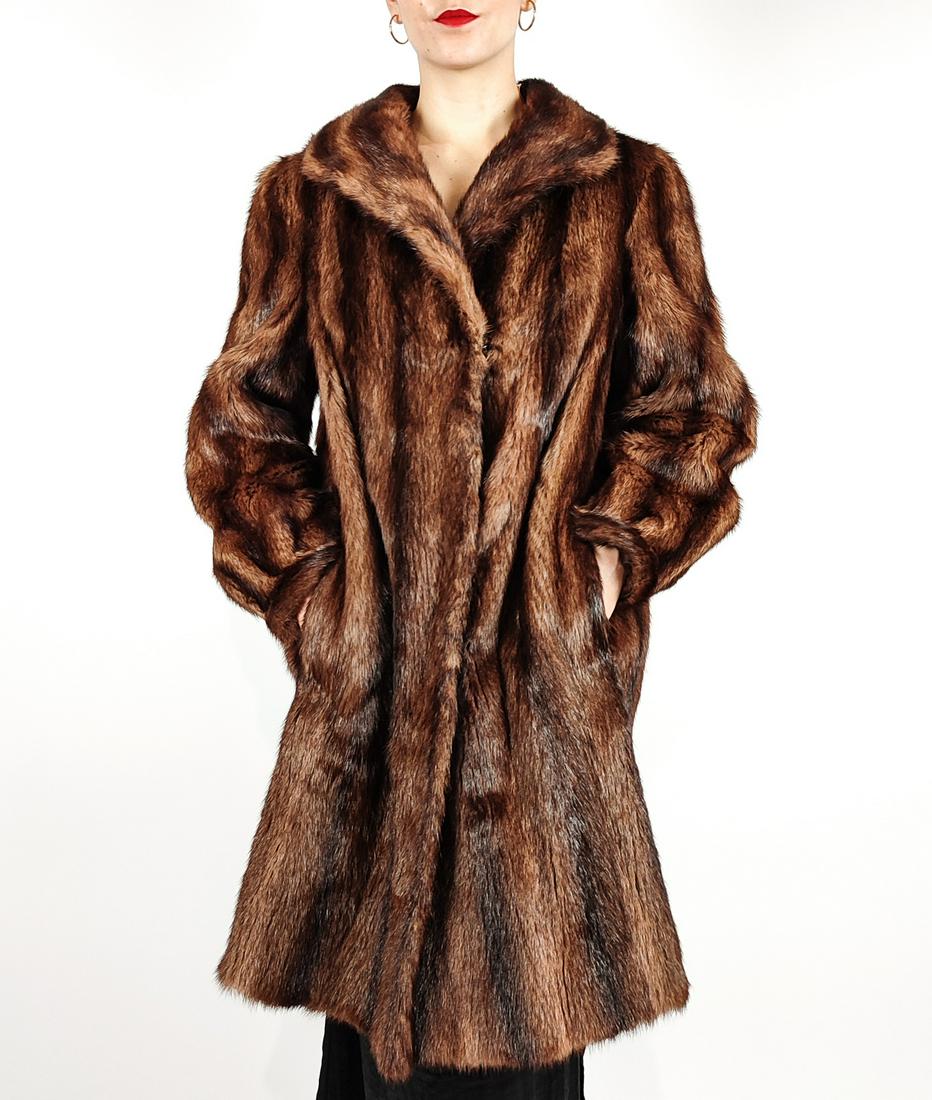 BROWN REDDISH MINK FUR COAT - US 16 - EU L (1 of 11)