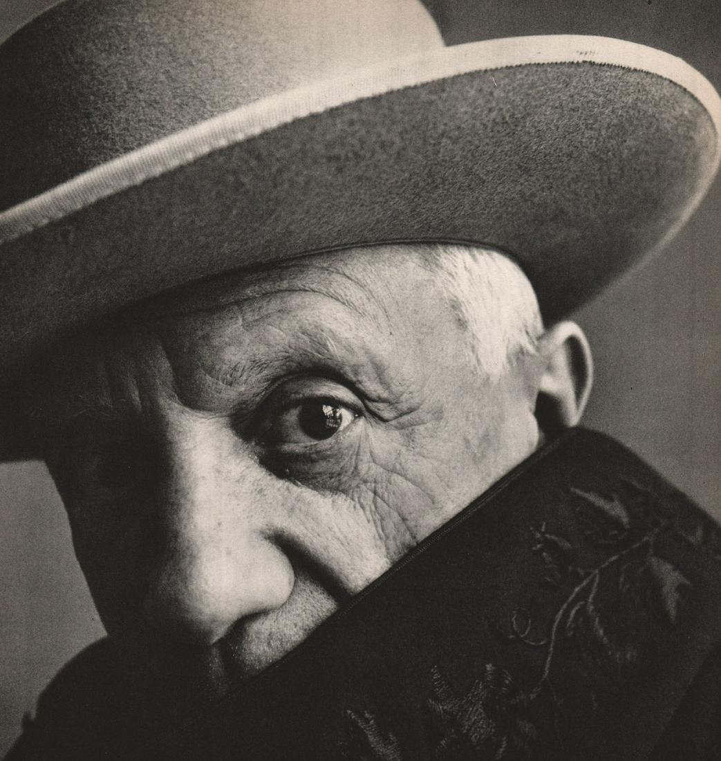 IRVING PENN - Pablo Picasso: Artist: IRVING PENN Print Title: Pablo Picasso Medium: Authentic Vintage Sheet-fed Gravure Printing Date: 1960 Printed in Germany Image Size approx: 10 X 9.75 inches Irving Pennwas an American photogr