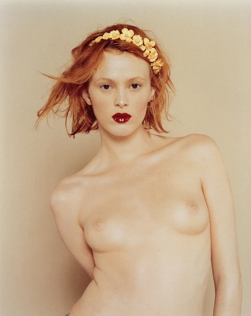 BETTINA RHEIMS - Karen Elson, Octobre 2000, Paris: Artist: Rheims, Bettina Title: Karen Elson Nue Couronnee De Fleurs, Octobre 2000, Paris Medium: Photo Litho, 2004, Italy Dimensions: 7.2x9.05" Description: Heat Wax Mounted on 11x14" Conservation Boar
