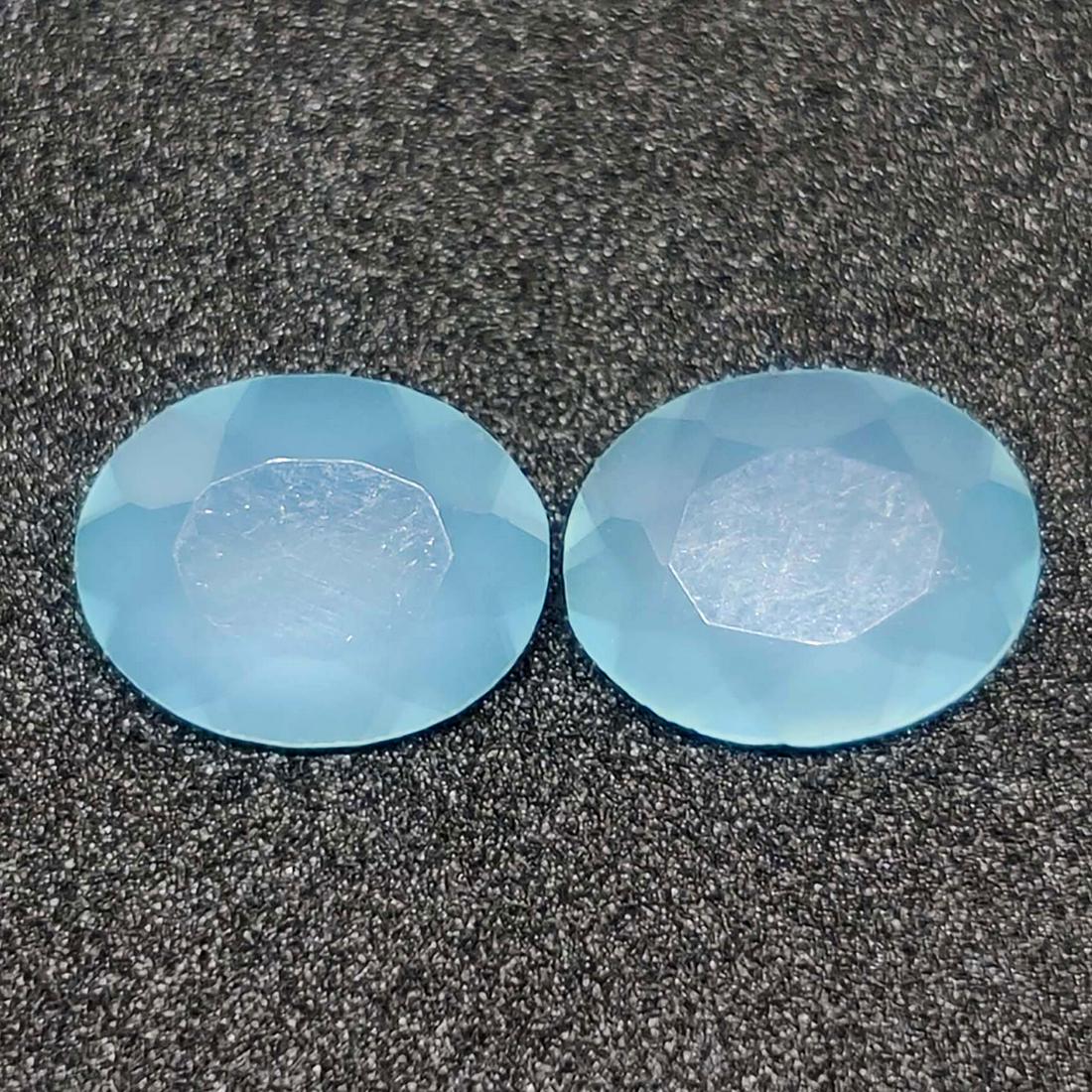 2.20 ct Natural Blue Chalcedony Faceted Pair (1 of 1)