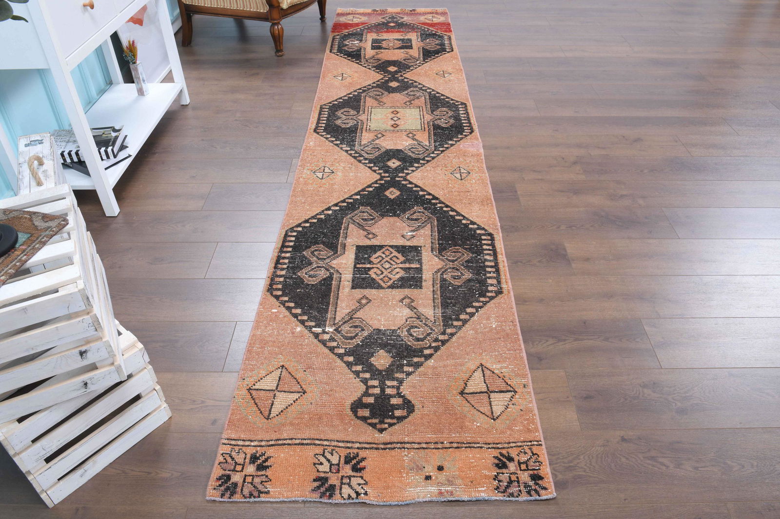 3x12 ft, TURKISH RUNNER RUG, Kitchen Rug, Oushak Rug, (1 of 8)
