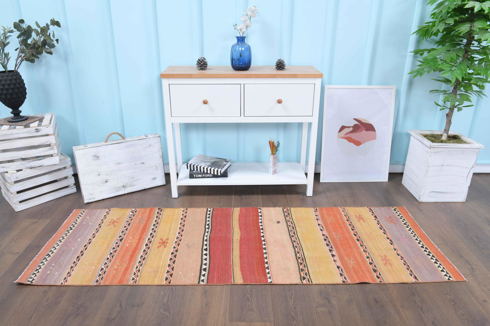 2.6x7.2 ft, RARE, FARMHOUSE DECOR, Turkish Kilim (1 of 7)