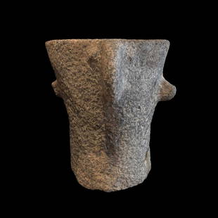 Mesopotamian Stone ritual stand depicting a divinity,: Title: Mesopotamian Stone ritual stand depicting a divinity, Chalcholitic period, Circa 3000 BCDescription: For prehistoric people, stones were magical. Funeral rituals were very important, whether