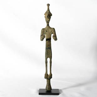 Holy Land (Canaanite) Bronze large figure depicting the: Title: Holy Land (Canaanite) Bronze large figure depicting the god Baal, Circa 1500-1200 BCDescription: This bronze figure depicts Baal, god of fertility and crops, capable of producing crops and