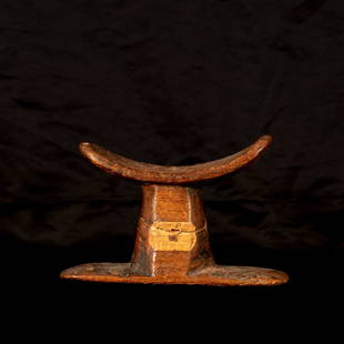 Ancient Egypt wooden headrest, New Kingdom, circa: Title: Ancient Egypt wooden headrest, New Kingdom, circa 1567-1085 B.C.Description: Simple in line, it is an object of use, as most funerary headrests were decorated with gods to protect the holder