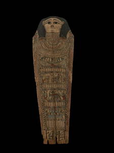 Ancient Egypt painted wood Sarcophagus lid, Late