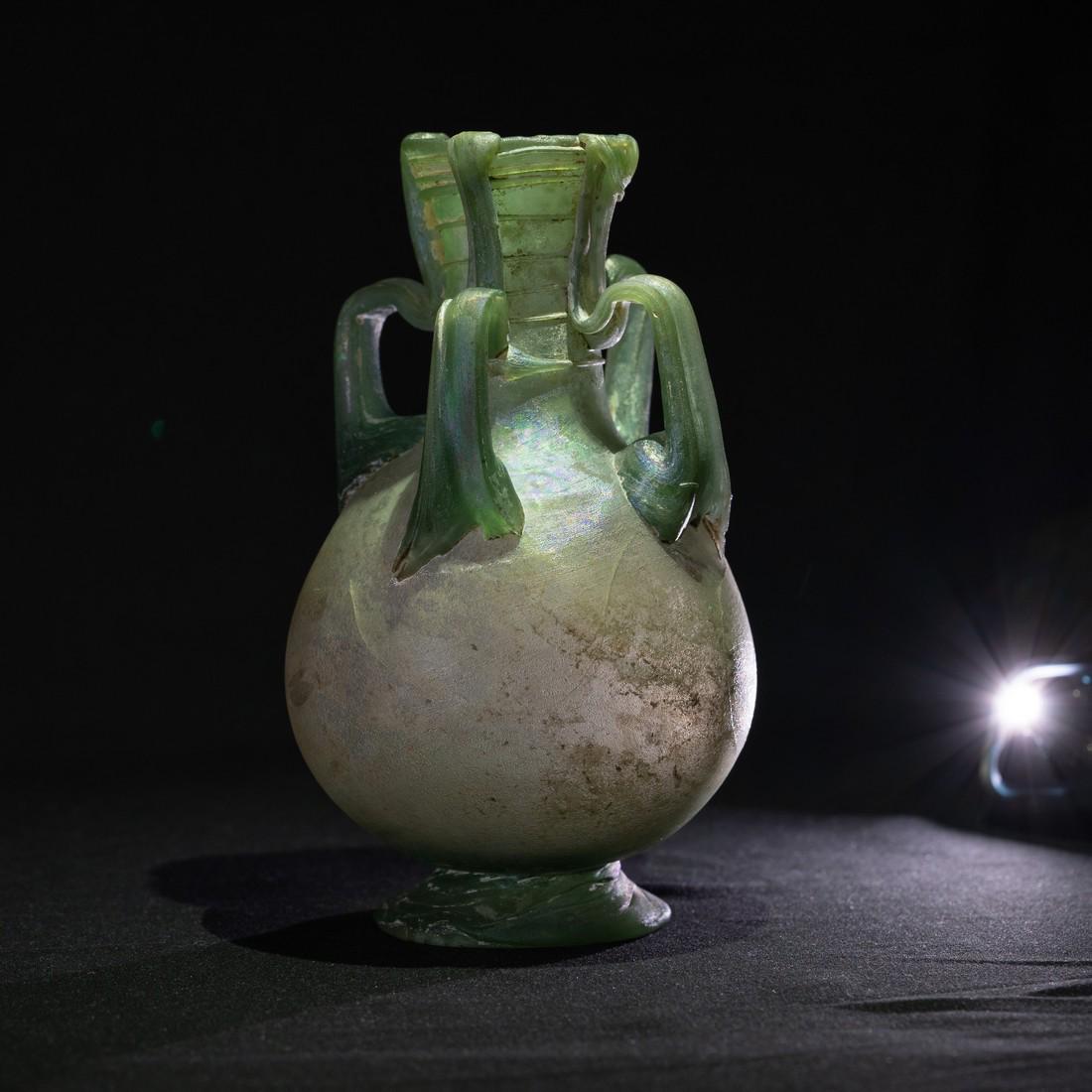 Ancient Roman Green glass amphora, 300 A.D. (1 of 14)