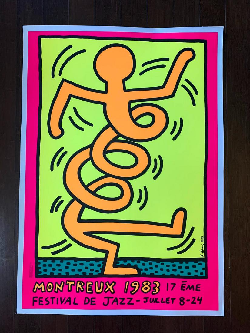 7th Montreux Jazz Festival GRN - Art by Keith Haring: The Montreux Jazz Festival, founded in 1967, is one of the most important musical events in Europe and has a history of enlisting international artists to create its official posters. In 1983, Pierre 