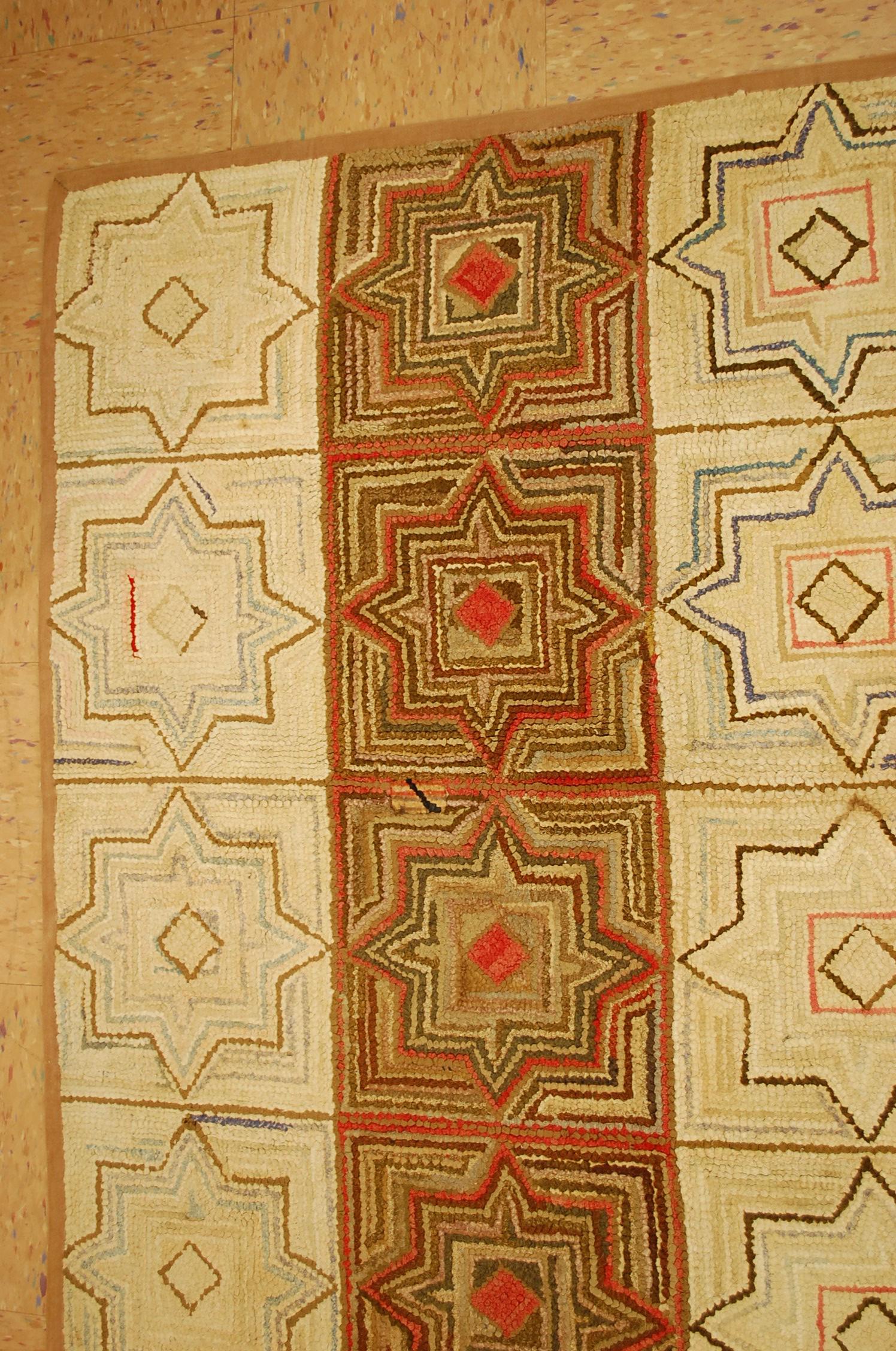 DETAILED ANTIQUE AMERICAN HOOKED RUG 5'10"x 7'2" (1 of 9)