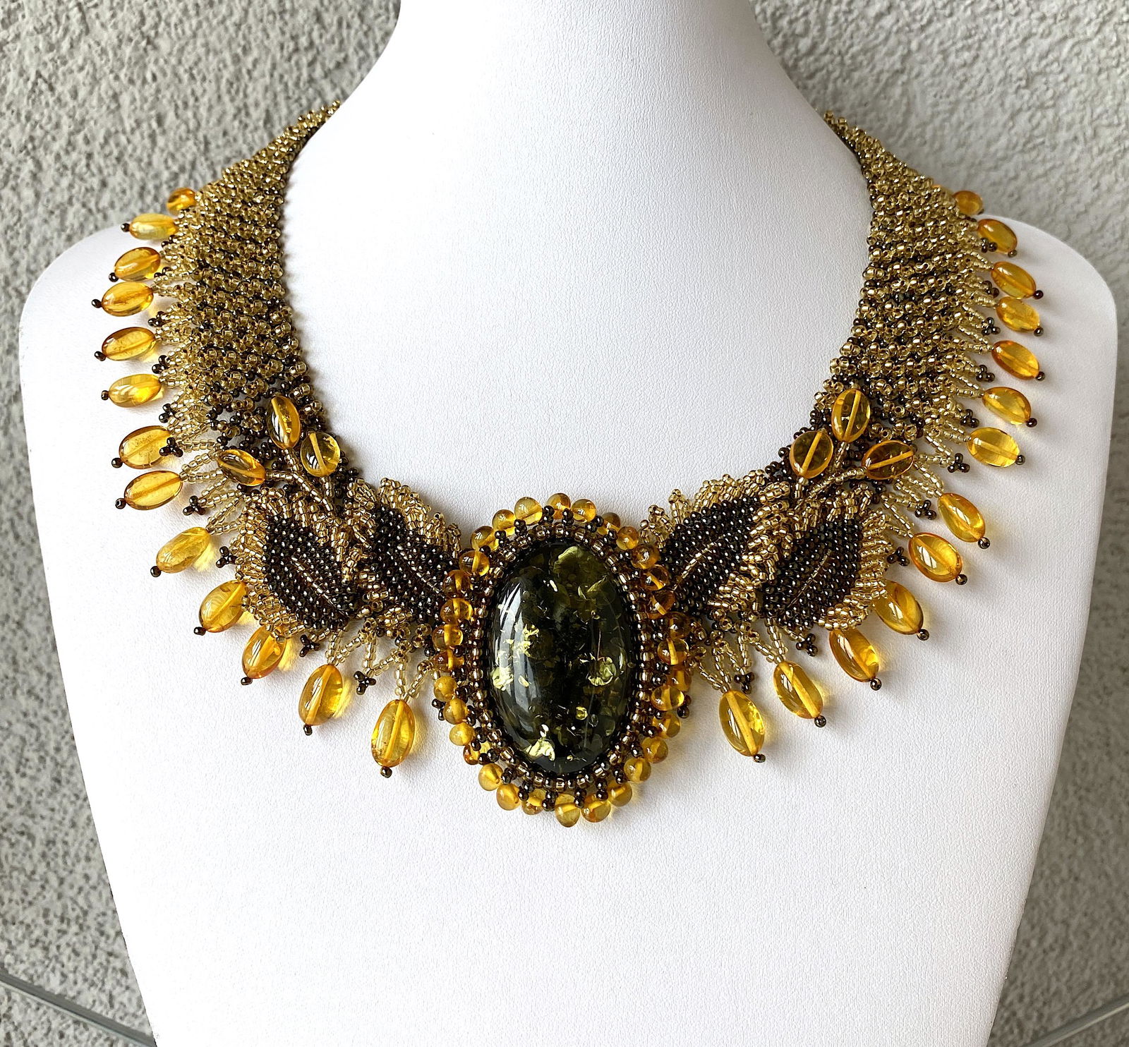 Exquisite Amber Floral Necklace made from leaf like (1 of 10)