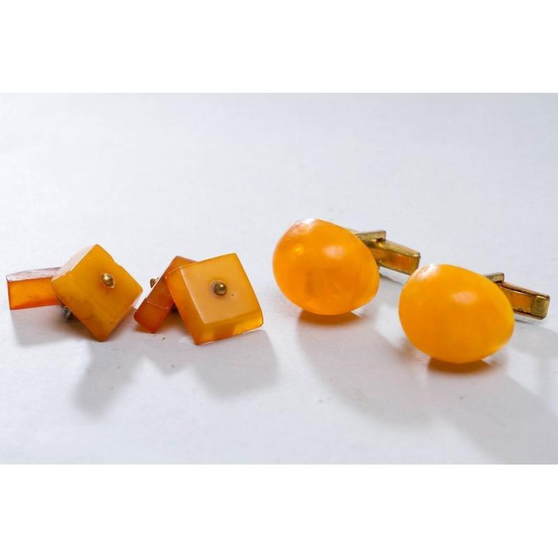 12.88 g. Natural Baltic amber 2 pairs cufflinks vintage (1 of 13)