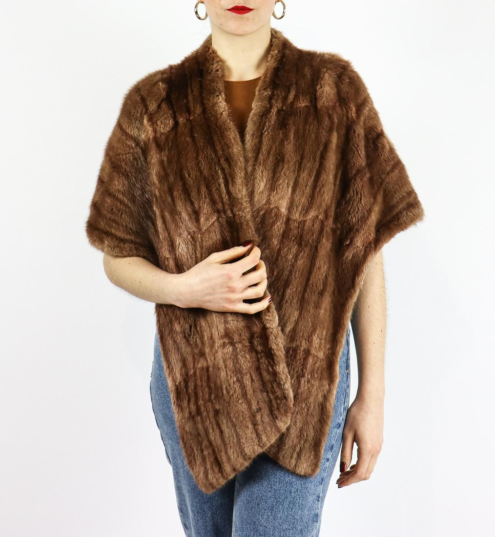 BROWN MINK FUR CAPE / STOLE - US 26 - EU 3 XL (1 of 9)