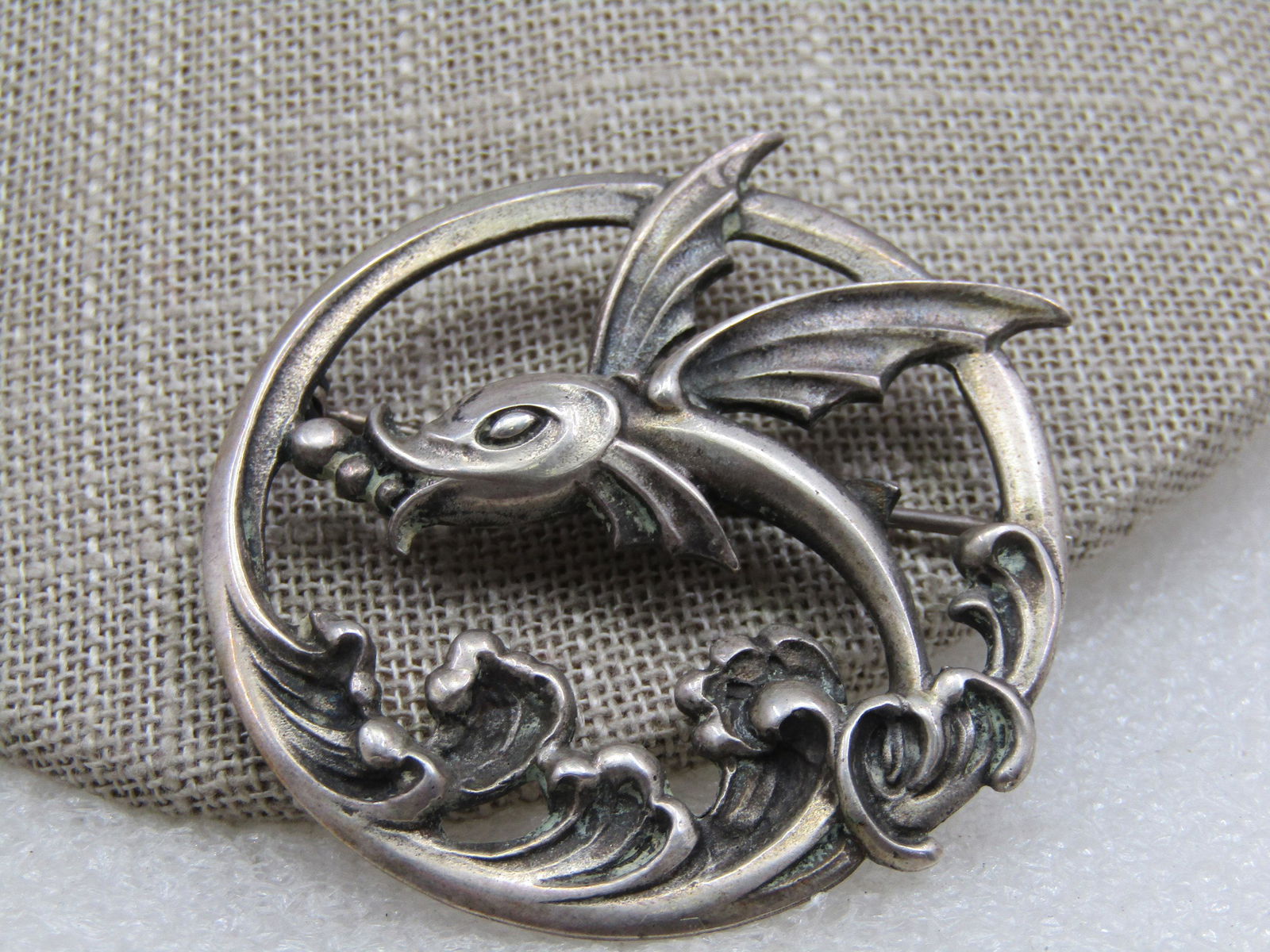 Vintage Sterling Flying Fish Viking Craft Brooch (1 of 5)