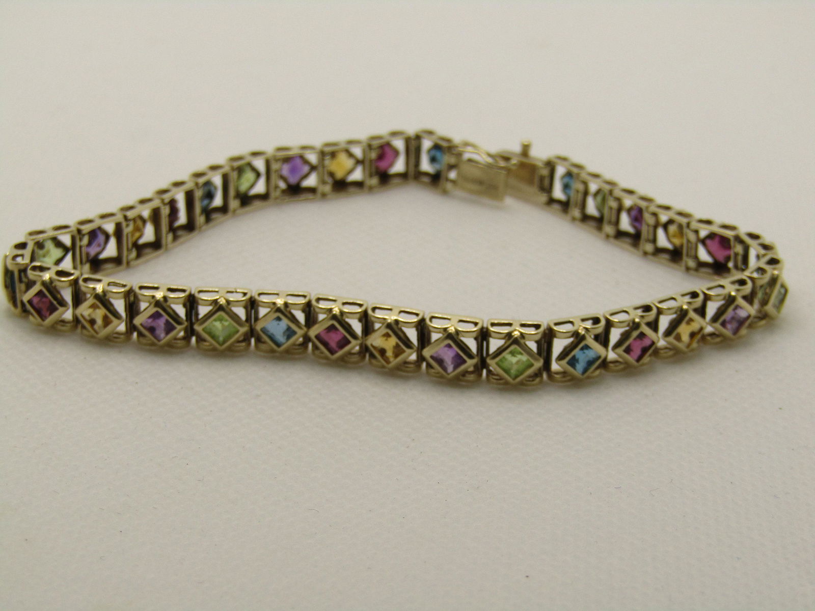 Vintage 14kt Mixed Gemstone Tennis Bracelet Square (1 of 9)