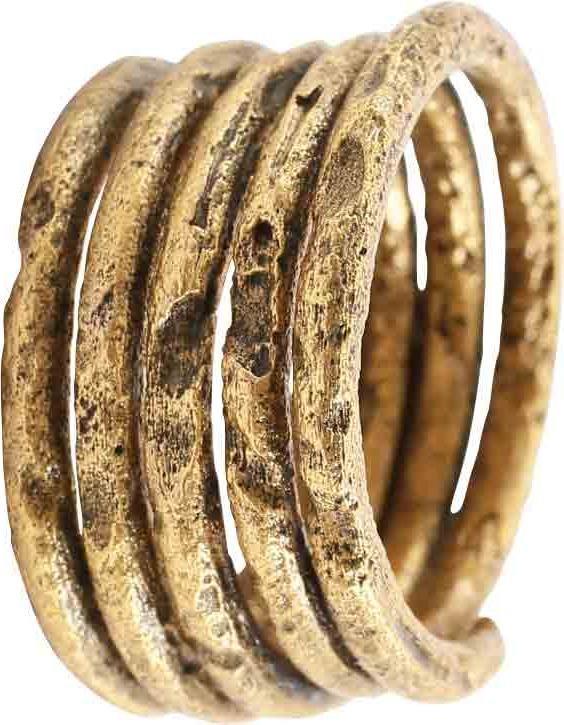 FINE VIKING COIL RING, 10th C.AD SZ 8 1/4-8 1/2 (1 of 3)