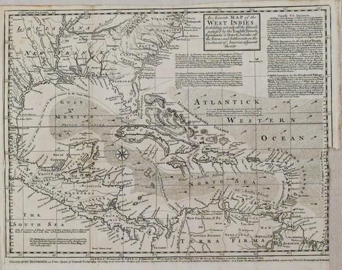 1740 Bowen Map of Caribbean, South US and Central (1 of 1)