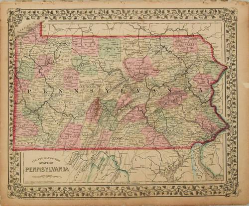 1870 Mitchell Map of Pennsylvania -- County Map of the (1 of 1)