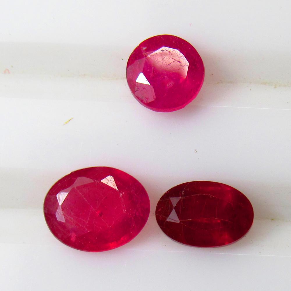 2.08 Ct Natural 3 Mozambique Red Ruby Mixed Set (1 of 3)