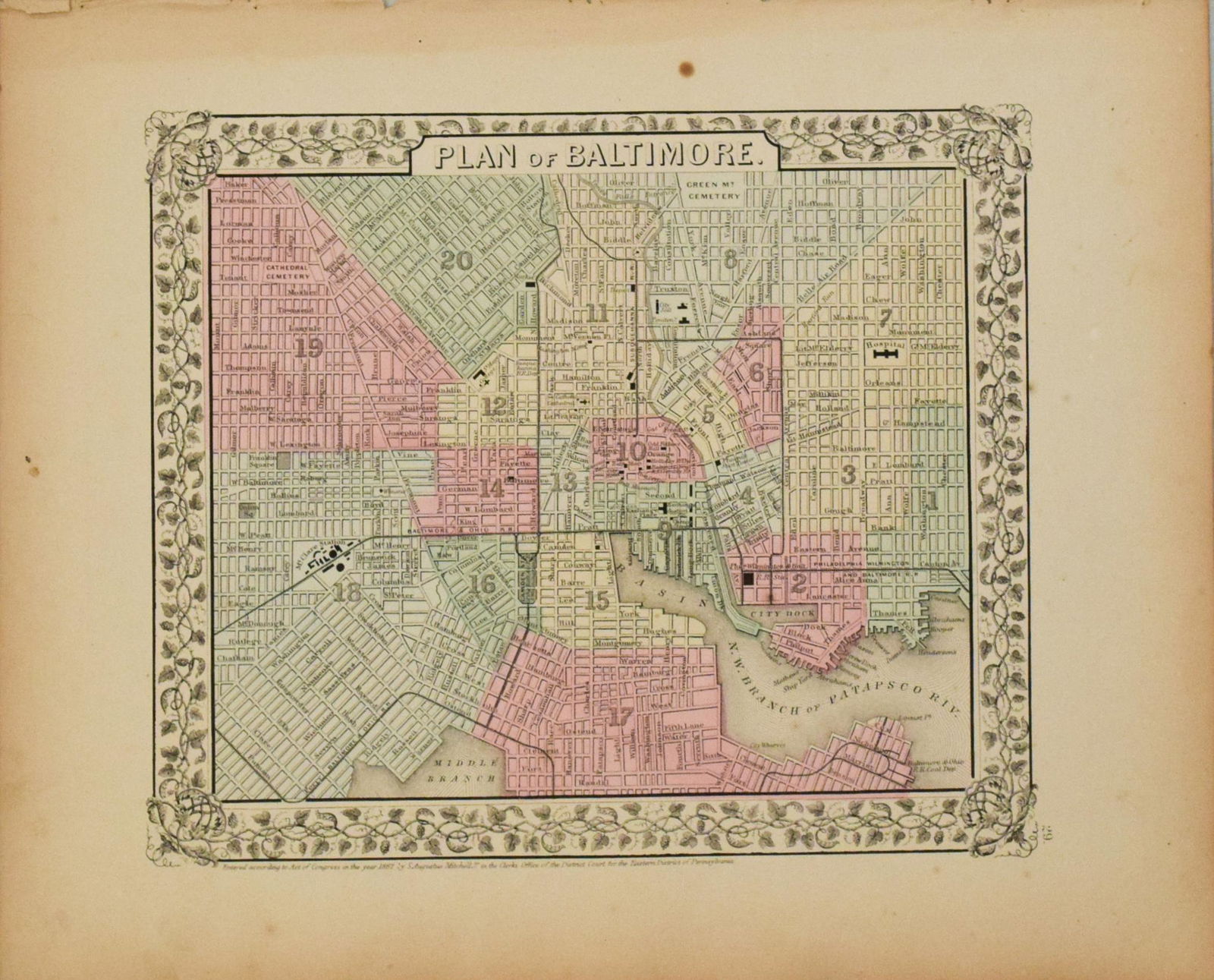 1867 Mitchell Map of Baltimore -- Plan of Baltimore (1 of 1)