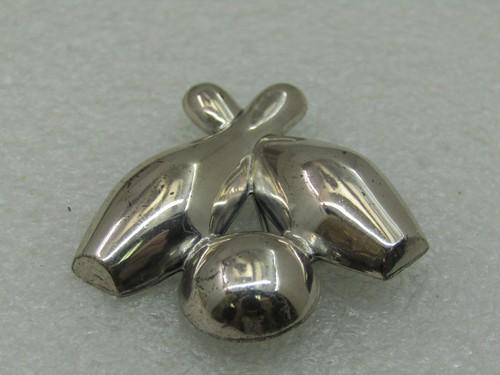 Vintage Sterling Bowling Pins Brooch with Bowling Ball, (1 of 7)