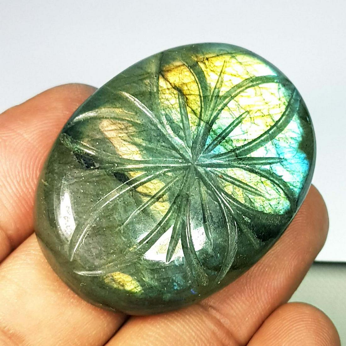 107.48 ct Natural Labradorite Flower Cut (1 of 4)