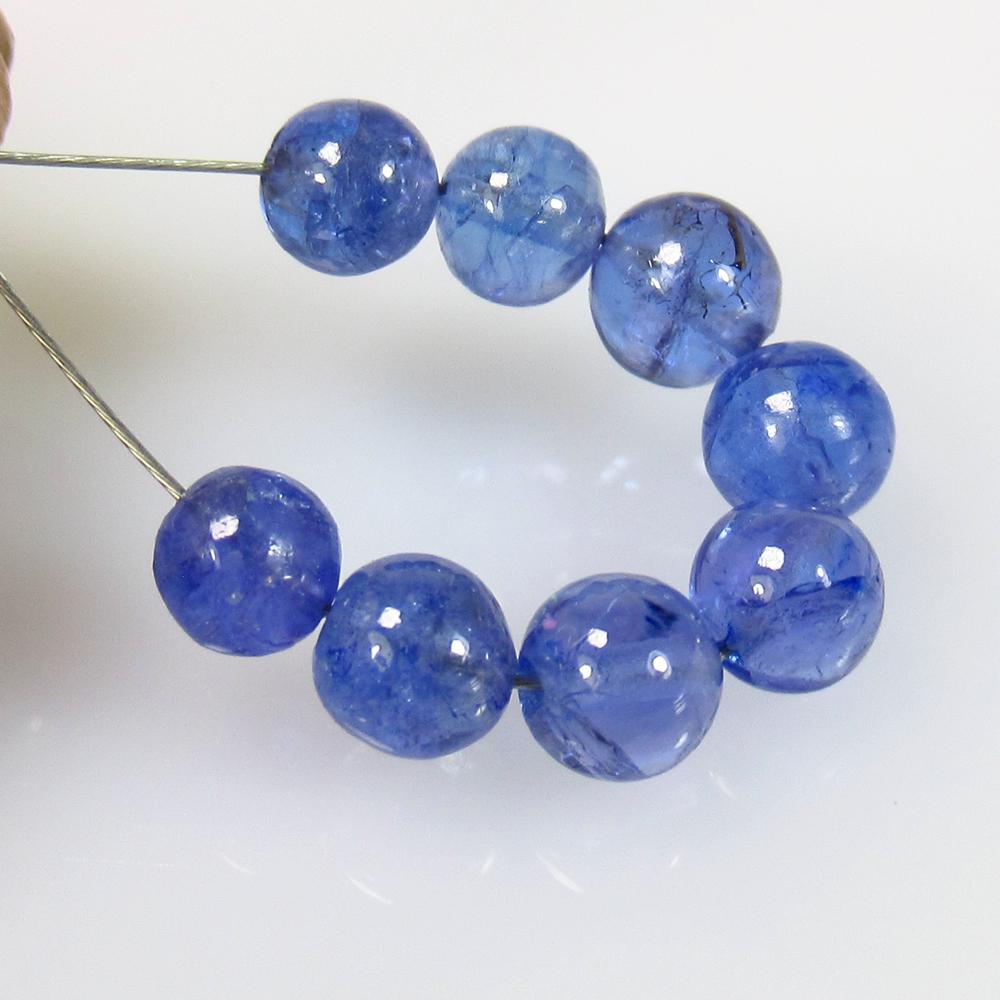 7.18 Ct Natural 8 Drilled Tanzanite Round Ball Beads (1 of 2)