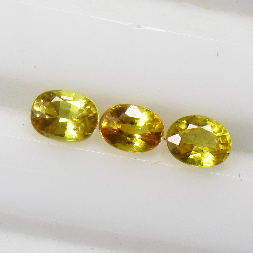 0.74 Ct Natural 3 Ceylon Yellow Sapphire Oval Set (1 of 2)
