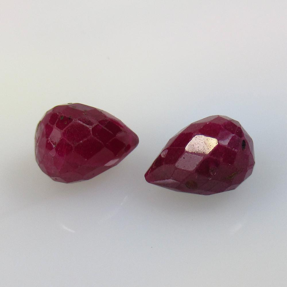 8.30 Ct Natural 2 Red Ruby Pear Drop Beads (1 of 2)