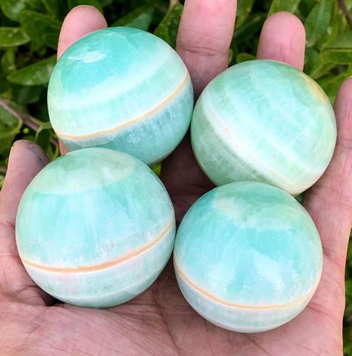 760 Grams Beautiful Pistachio calcite Sphere (1 of 4)